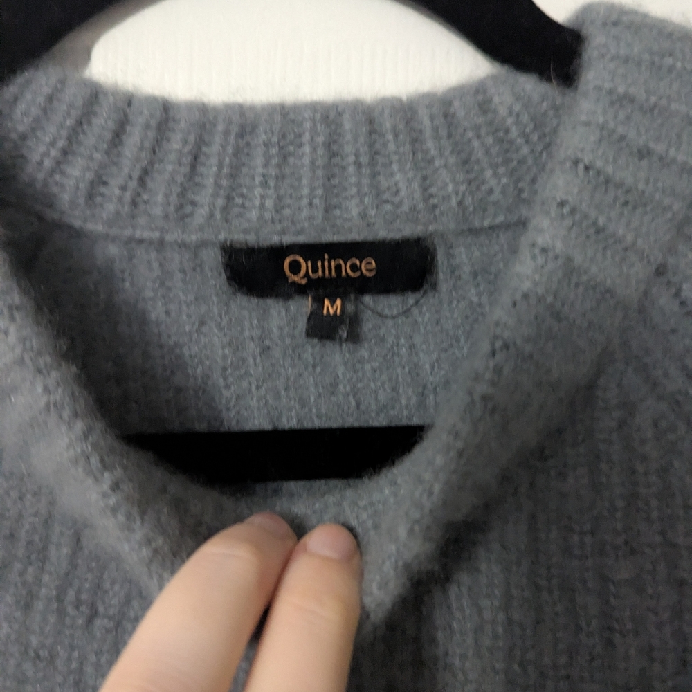 Quince Mongolian Cashmere Fisherman Crewneck Sweater In Dusty Blue - Picture 2 of 5